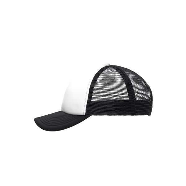 MB071 5 Panel Polyester Mesh Cap for Kids wit/zwart one size