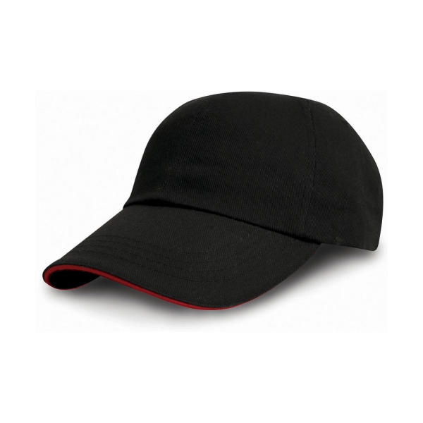 Heavy Cotton Drill Cap - Black/Red - One Size