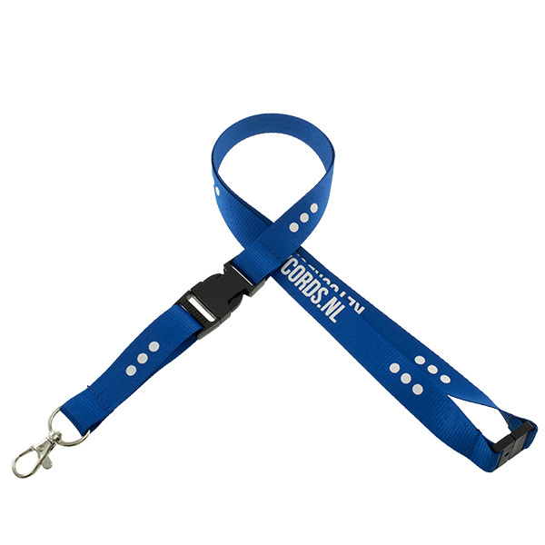 Keycord met buckle en safety clip - blauw