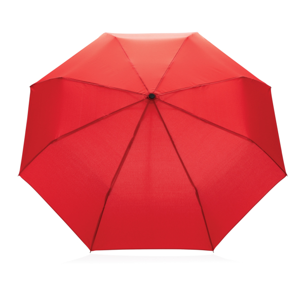 20.5" Impact AWARE™ RPET 190T Pongee bamboo mini umbrella, red