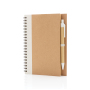 Kraft spiral notebook with pen, white