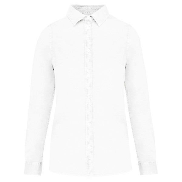 Ecologisch verwassen damesoverhemd Washed white XS