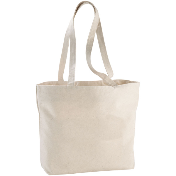 Ningbo 320 g/m² zippered cotton tote bag 15L - Natural