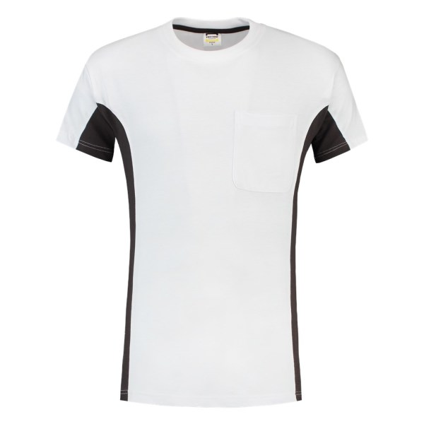 T-shirt Bicolor Borstzak 102002 White-Darkgrey XS
