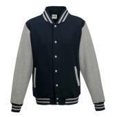 AWDis Varsity Jacket, Oxford Navy/Heather Grey, XXL, Just Hoods