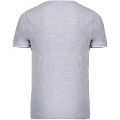 Heren-t-shirt piqué V-hals Oxford Grey / Navy / White S