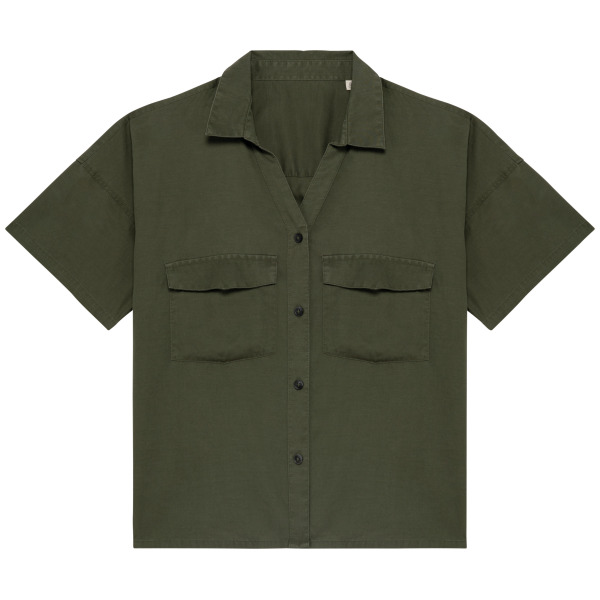 Umweltfreundliches Oversize-Damenhemd aus Lyocell Washed Organic Khaki XS