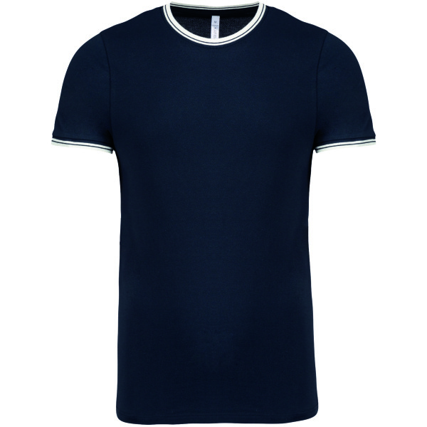 Heren-t-shirt piqué ronde hals Navy / Off White S