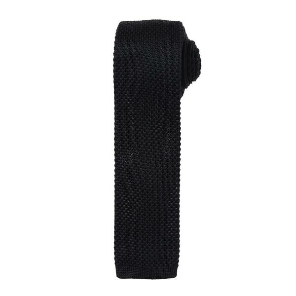 Slim Knitted Tie, Black, ONE, Premier