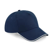 Authentic 5 Panel Cap - Piped Peak - French Navy/White