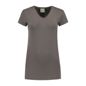 L&S T-shirt V-neck cot/elast SS for her pearl grey L