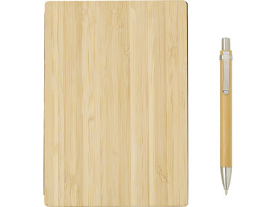 Bamboe cover notitieboek met pen