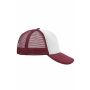 MB070 5 Panel Polyester Mesh Cap - white/burgundy - one size