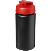 Baseline® Plus grip 500 ml sportfles met flipcapdeksel - Zwart/Rood