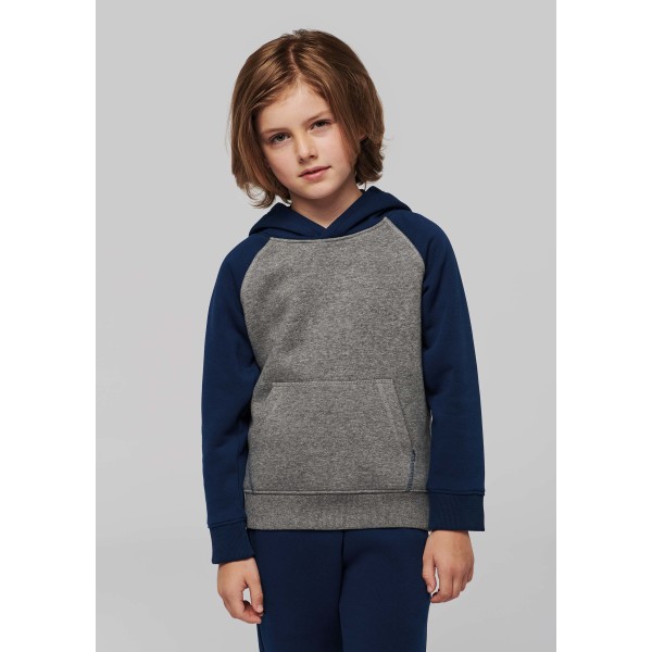 Kinder multisport-joggingbroek tweekleurige sweater met capuchon