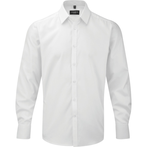 Men's Long Sleeve Herringbone Shirt White 3XL