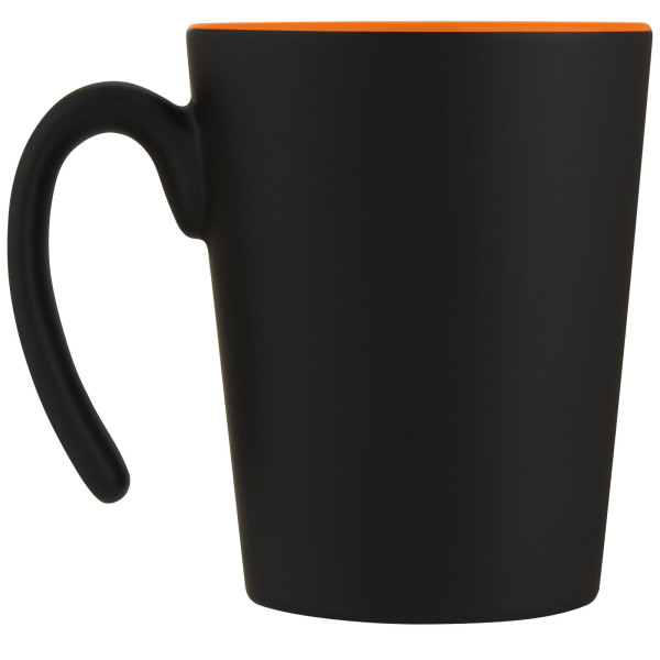 Oli 360 ml ceramic mug with handle - Orange/Solid black