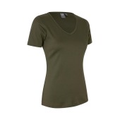 Interlock T-shirt | V-neck | women - Olive, 3XL