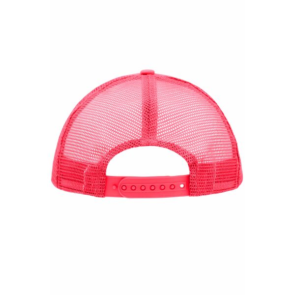 MB070 5 Panel Polyester Mesh Cap - white/neon-pink - one size