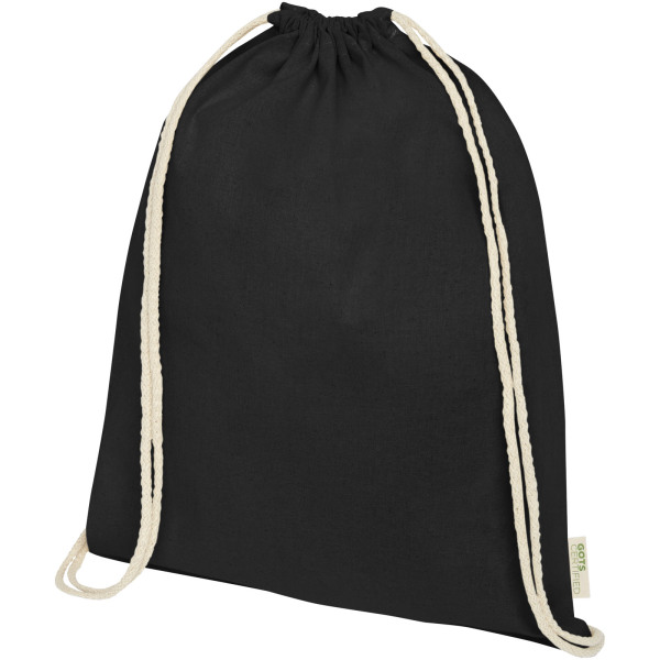 Orissa 100 g/m² GOTS organic cotton drawstring backpack 5L - Solid black