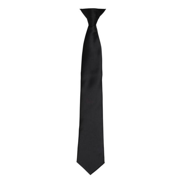 'Colours' Satin Clip Tie, Black, ONE, Premier