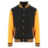 AWDis Varsity Jacket, Jet Black/Orange Crush, XXL, Just Hoods