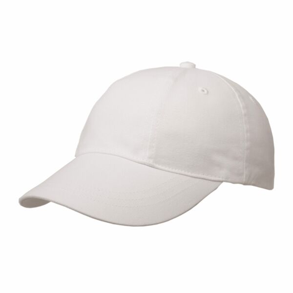 Brushed 6 Panel Cap, Turned Top Weiß