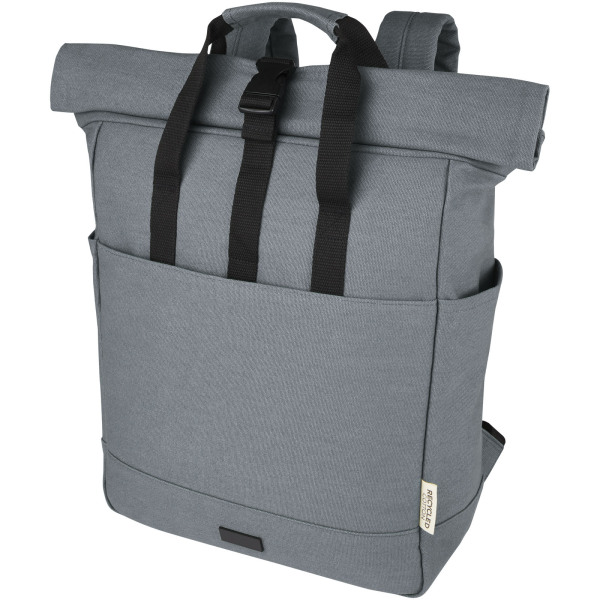 Joey 15” GRS recycled canvas rolltop laptop backpack 15L - Grey