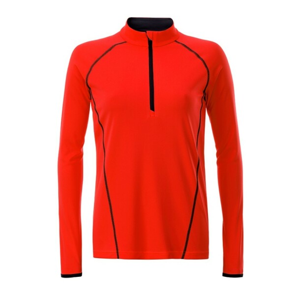 Ladies' Sports Shirt Longsleeve - bright-orange/black - XS