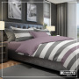 Bed Set Stripe King Size beds - Dark Grey / Plum