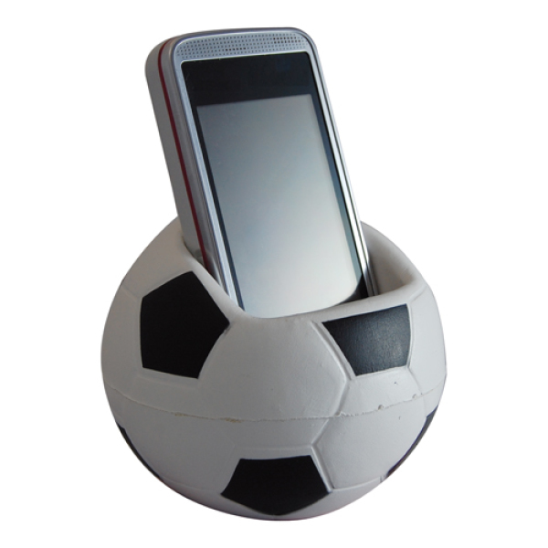Anti-stress voetbal mobiele telefoonhouder Zwart en Wit