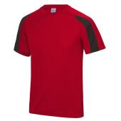 AWDis Cool Contrast Wicking T-Shirt, Fire Red/Jet Black, XL, Just Cool