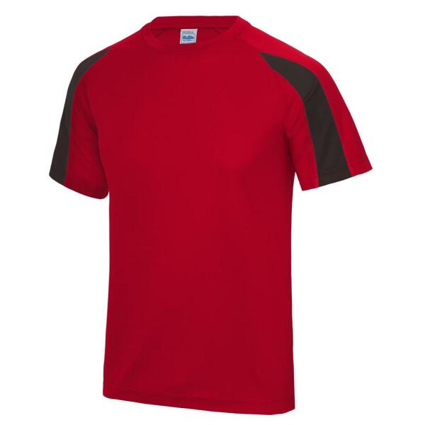 AWDis Cool Contrast Wicking T-Shirt, Fire Red/Jet Black, L, Just Cool