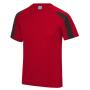 AWDis Cool Contrast Wicking T-Shirt, Fire Red/Jet Black, XL, Just Cool