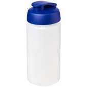 Baseline® Plus grip 500 ml sportflaska med uppfällbart lock - Transparent/Blå