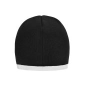 MB7584 Beanie with Contrasting Border zwart/wit one size