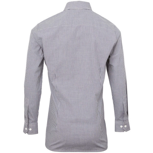 Men's long sleeve microcheck gingham shirt Navy S