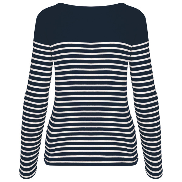 Gestreept dames-t-shirt lange mouwen Navy / White Stripes XL
