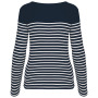 Gestreept dames-t-shirt lange mouwen Navy / White Stripes XXL