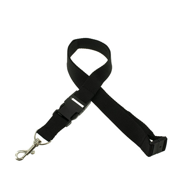 Onbedrukt Breed Keycord met buckle en safety clip - zwart