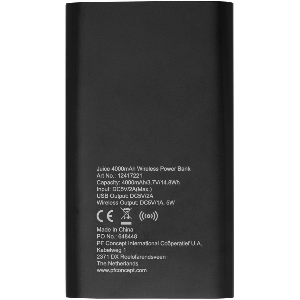Juice 4000mAh wireless power bank - Solid black
