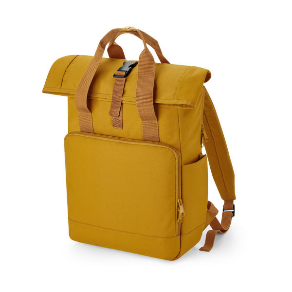 Recycled Twin Handle Roll-Top Laptop Backpack - Mustard - One Size
