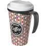 Brite-Americano® Grande 350 ml mug with spill-proof lid - Solid black/White