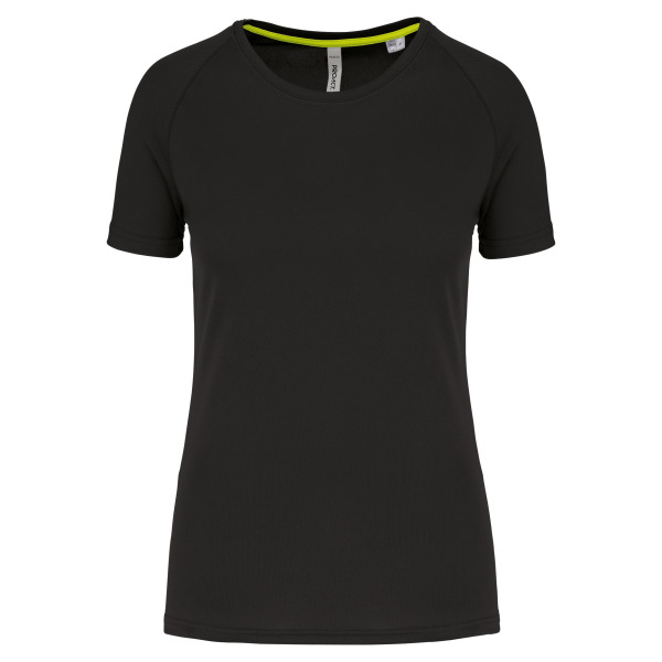 Gerecycled damessport-T-shirt met ronde hals Black XS