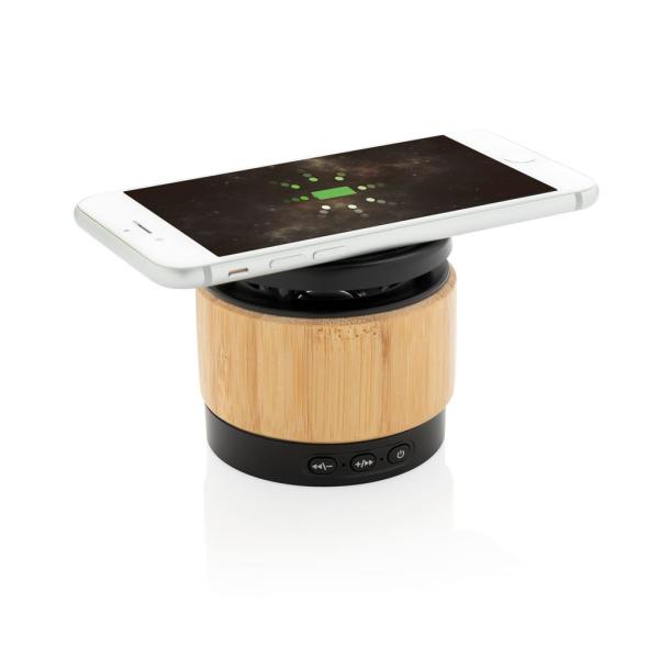 Bamboe 3W speaker met draadloze oplader, bruin, zwart