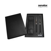 senator® Image black Line Set (balpen+ vulpen in Box mit lederen etui)