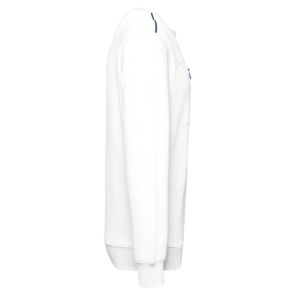 DayToDay unisex sweater met zip contrasterende zak White / Navy XXL