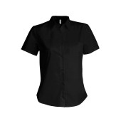Dames stretch blouse korte mouwen Black XS