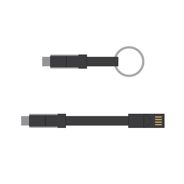 3-in-1 mini cable USB cable with 2-in-1 (Micro USB and lightning) and type C connection