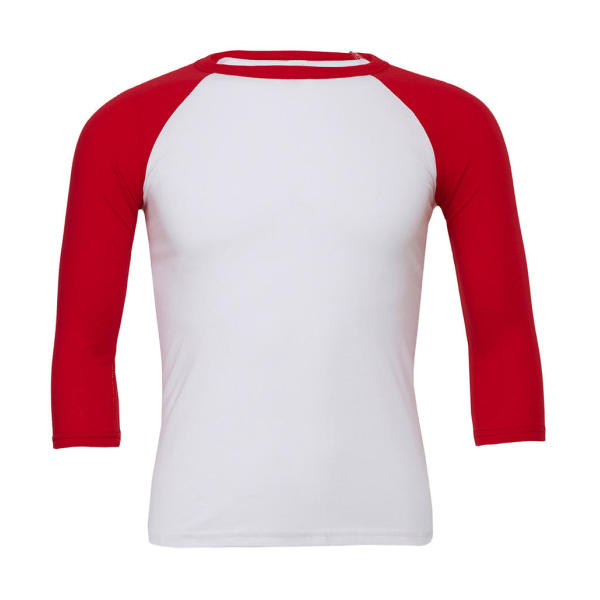 Unisex 3/4 Sleeve Baseball T-Shirt - White/Red - XS